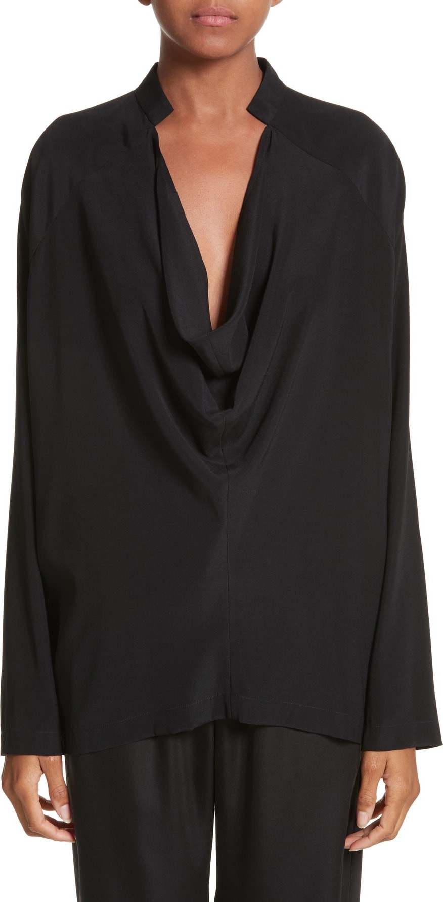 Zero + Maria Cornejo Drape Neck Stretch Silk Blouse