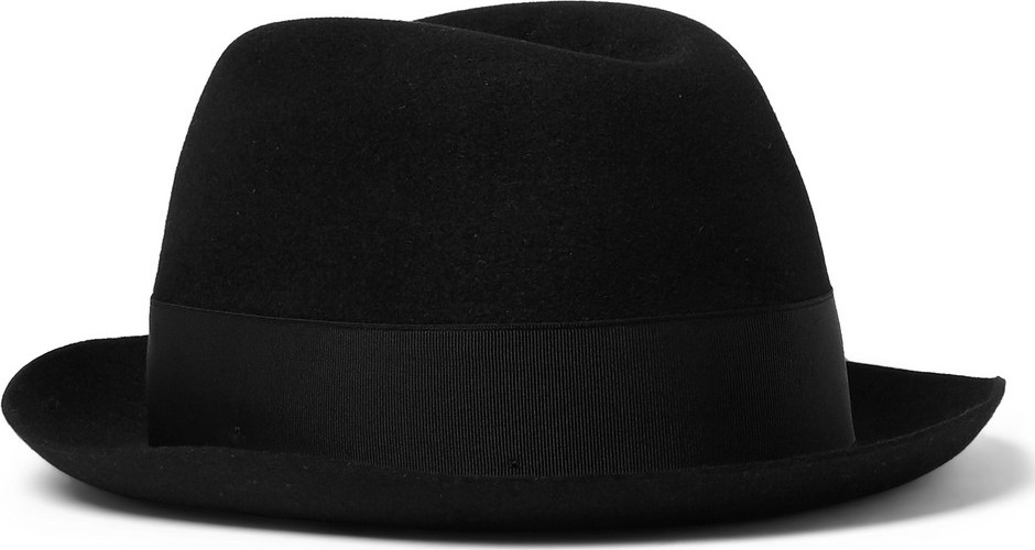 Borsalino Small-Brimmed Grosgrain-Trimmed Rabbit-Felt Fedora