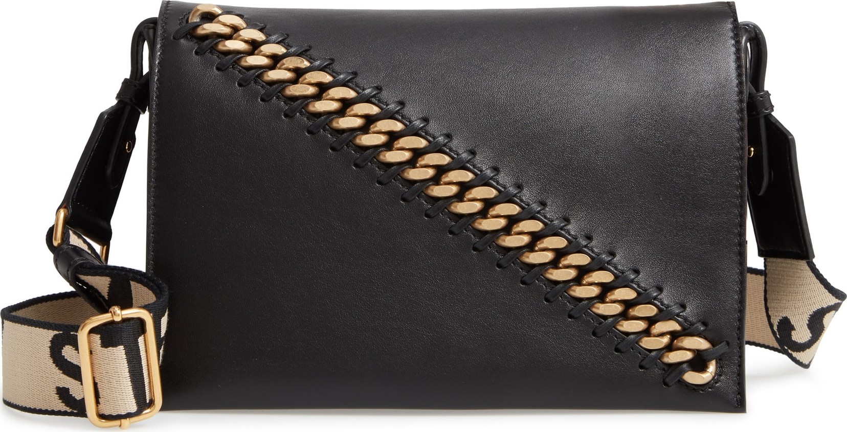 Stella McCartney Logo Strap Faux Leather Crossbody Bag