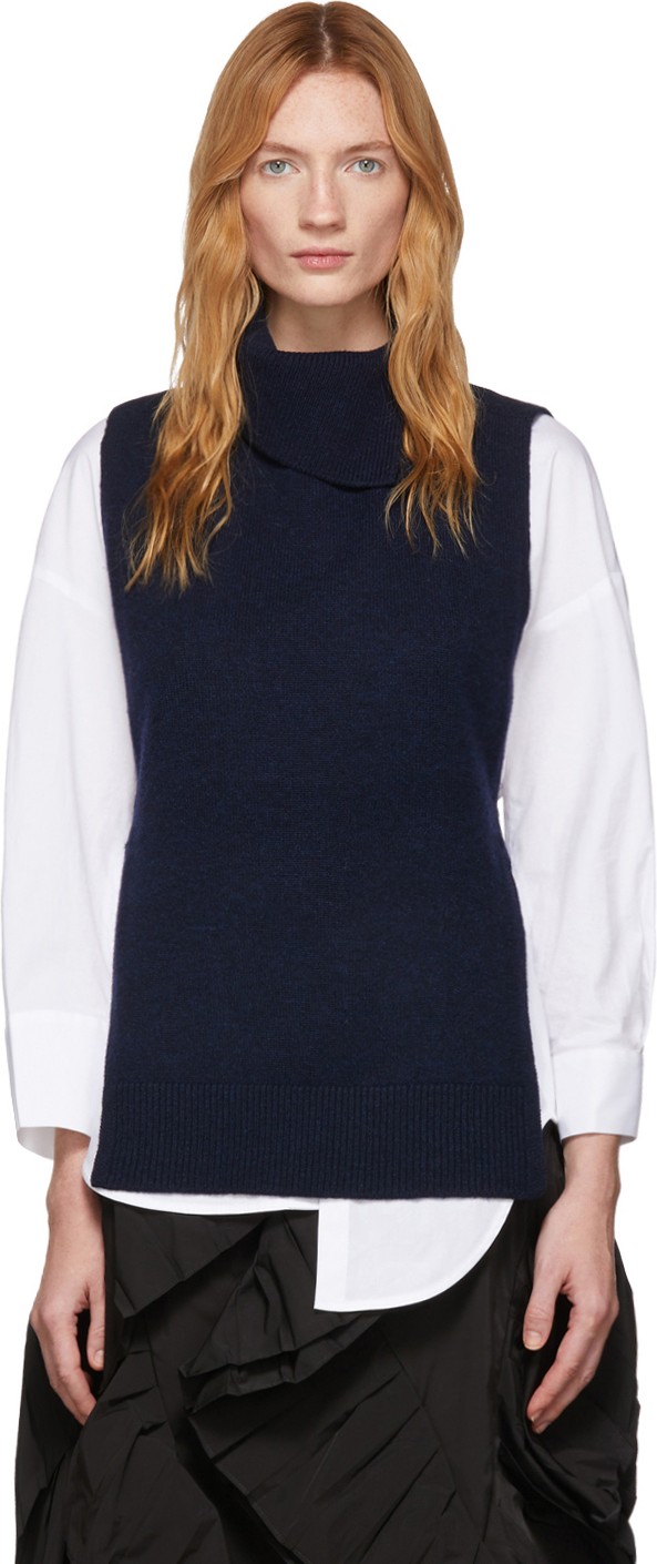 Enfold Navy Sleeveless Turtleneck