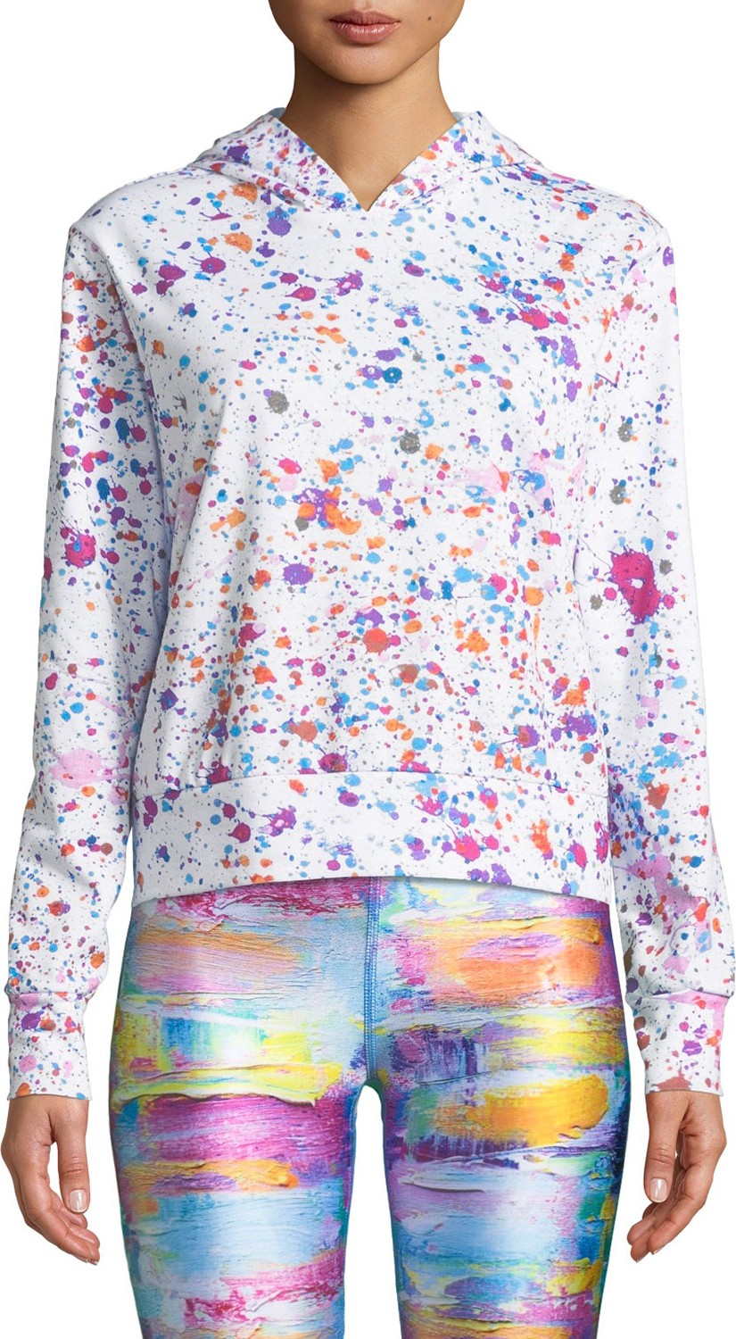 Terez Splatter-Print Terry Pullover Hoodie