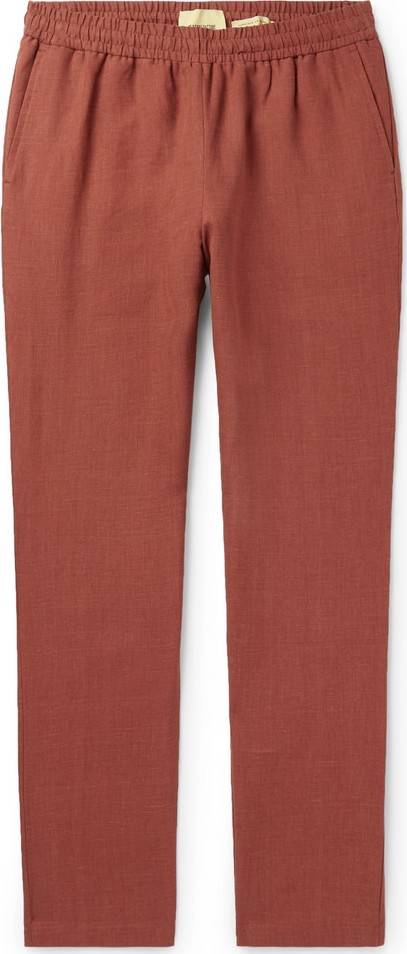 De Bonne Facture Tapered Brushed-Linen Drawstring Trousers