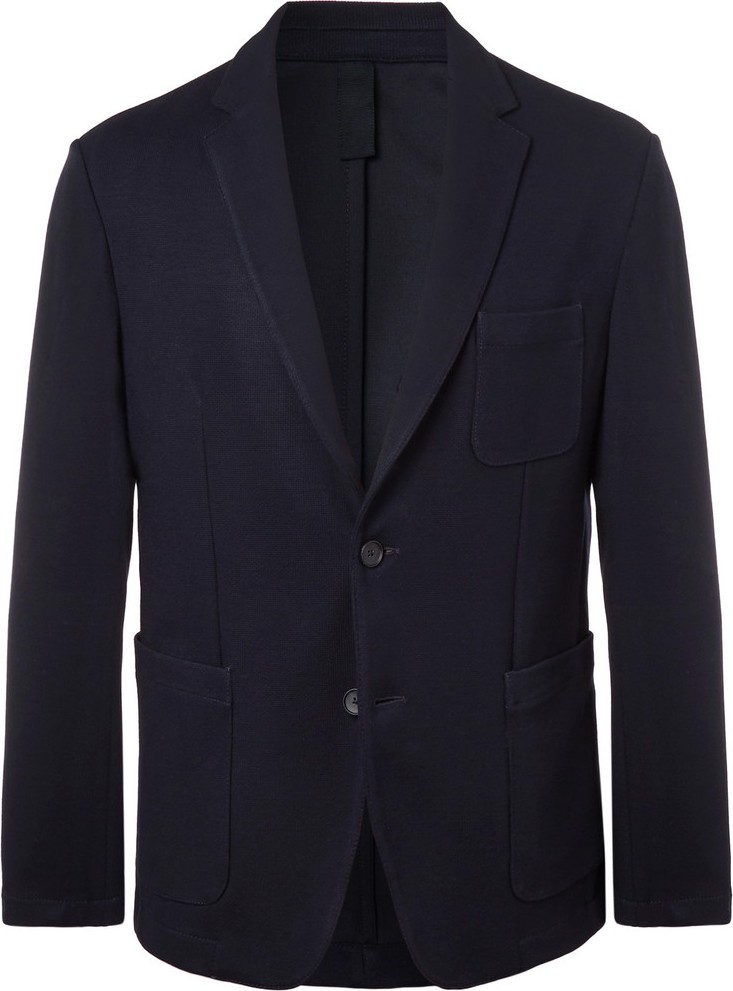 HUGO BOSS Navy Noswen Slim-Fit Waffle-Knit Blazer