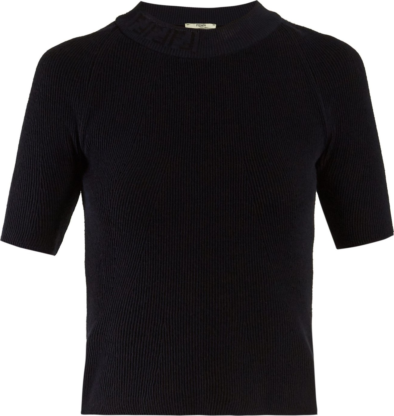 Fendi Logo neck rib-knit top