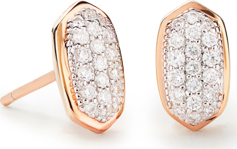 Kendra Scott Amelee 14k Rose Gold Diamond Stud Earrings