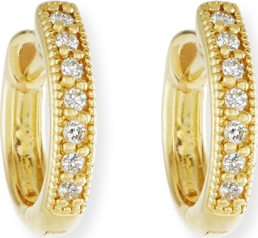 Jude Frances Small 18K Gold Hoop Earrings with Diamonds, 11mm