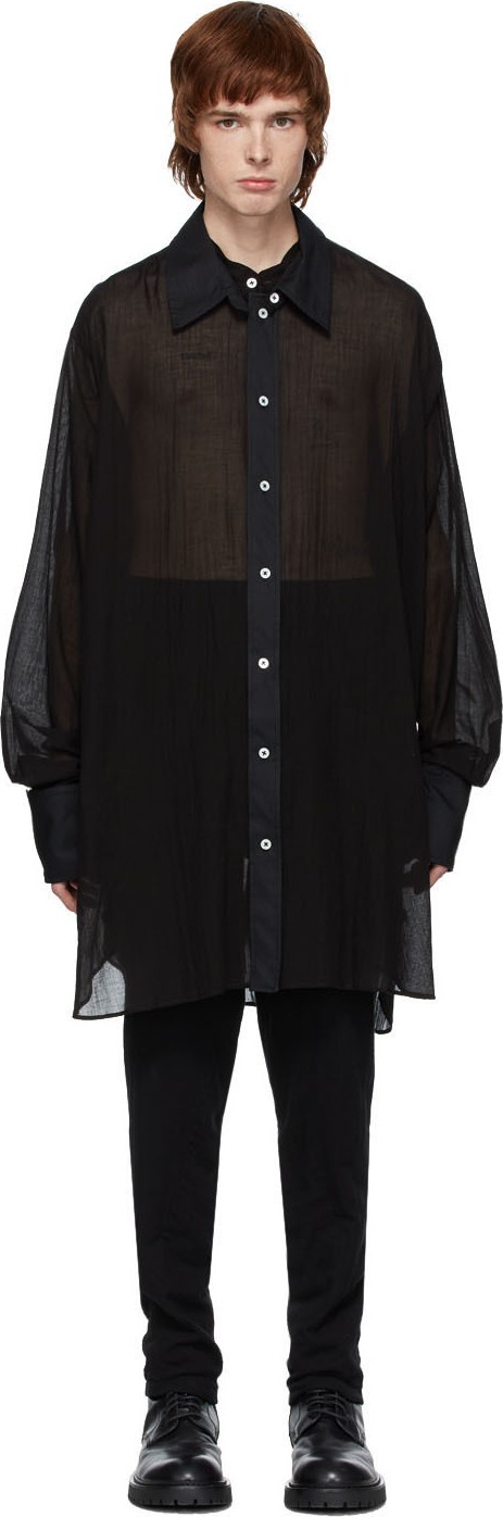 Ann Demeulemeester Black Tiriel Rigatino Shirt