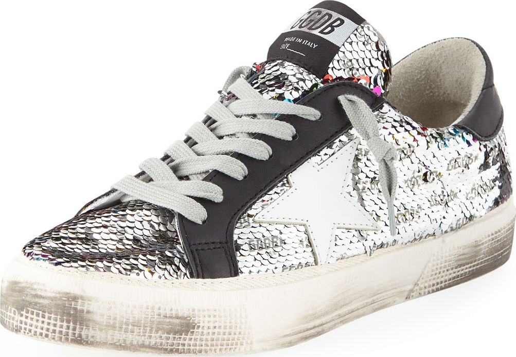 Golden Goose Deluxe Brand May Rainbow Sequin Star Sneakers