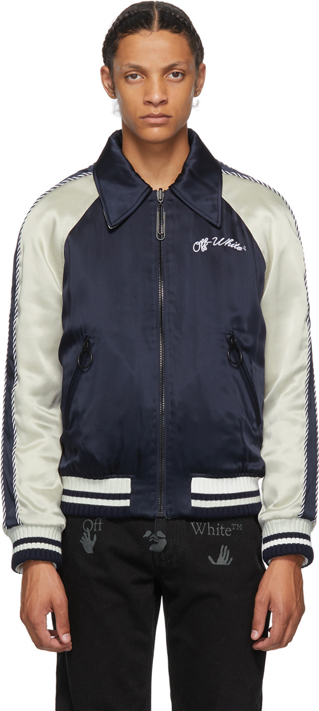 Off White - Reversible Navy & Off-White Souvenir Bomber Jacket