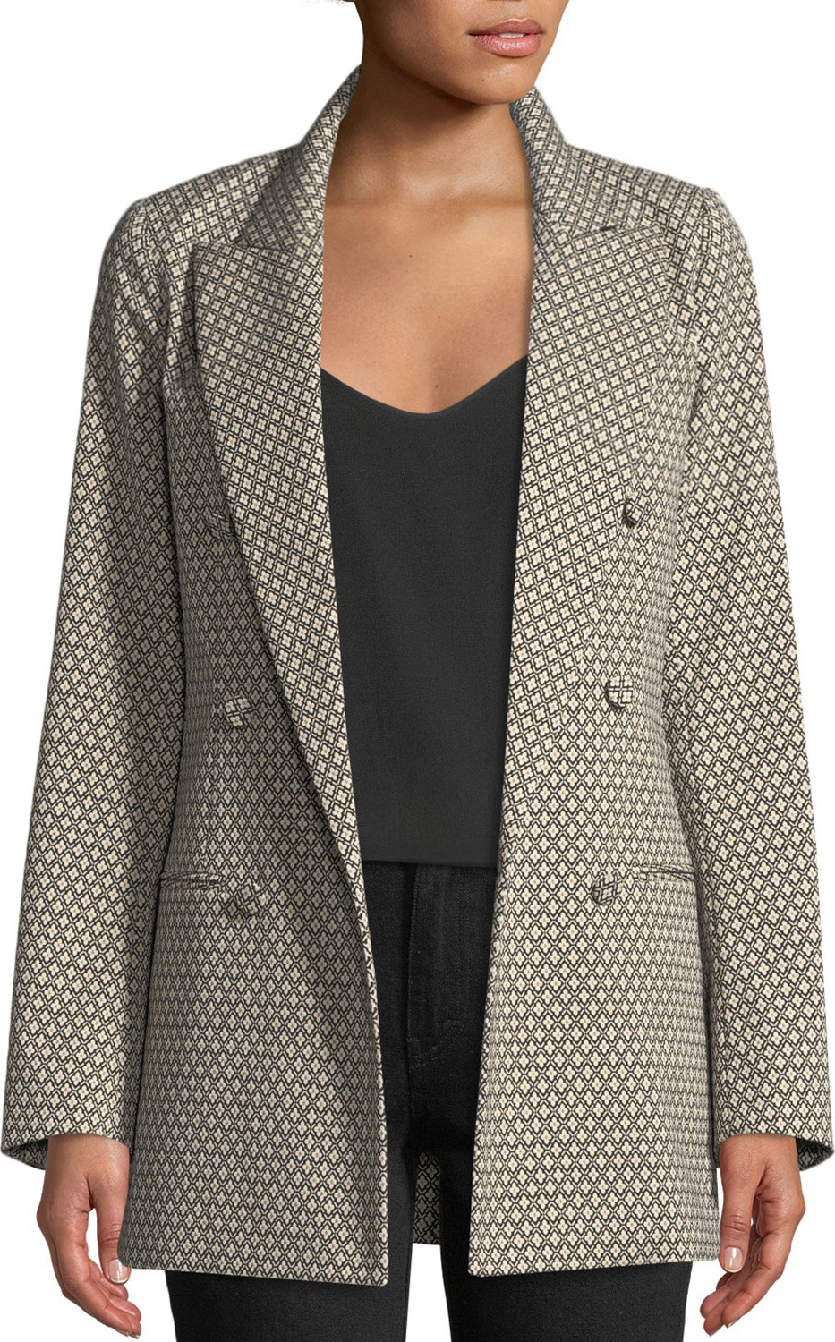 Co Double-Breasted Diamond-Jacquard Blazer Co Double-Breasted Diamond-Jacquard Blazer