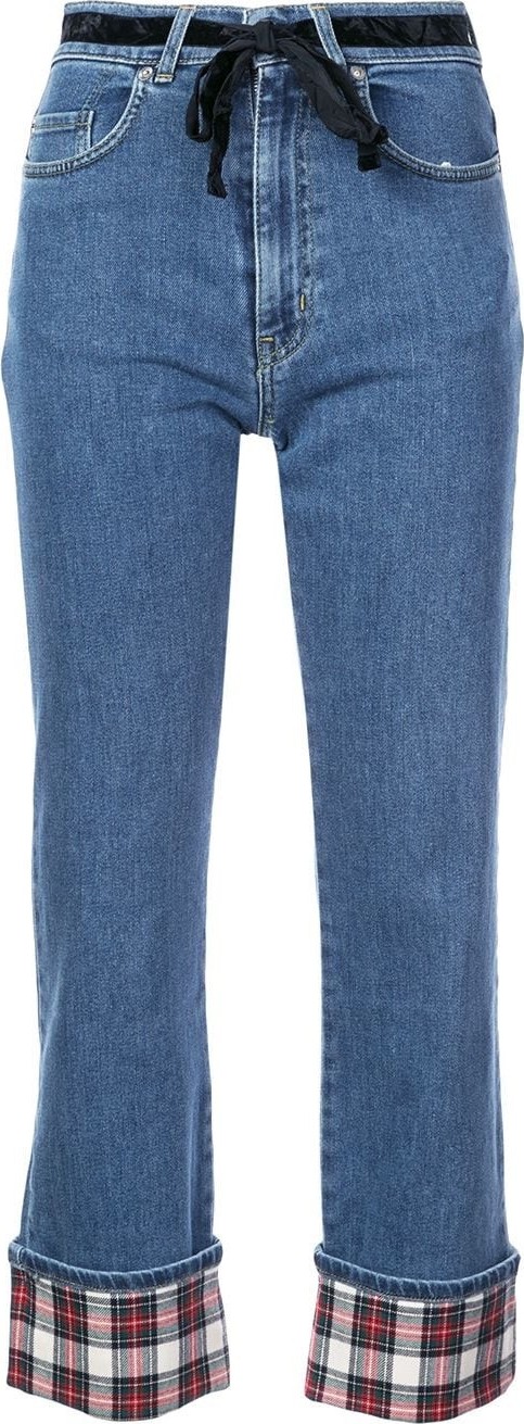 Isa Arfen Tartan trim jean
