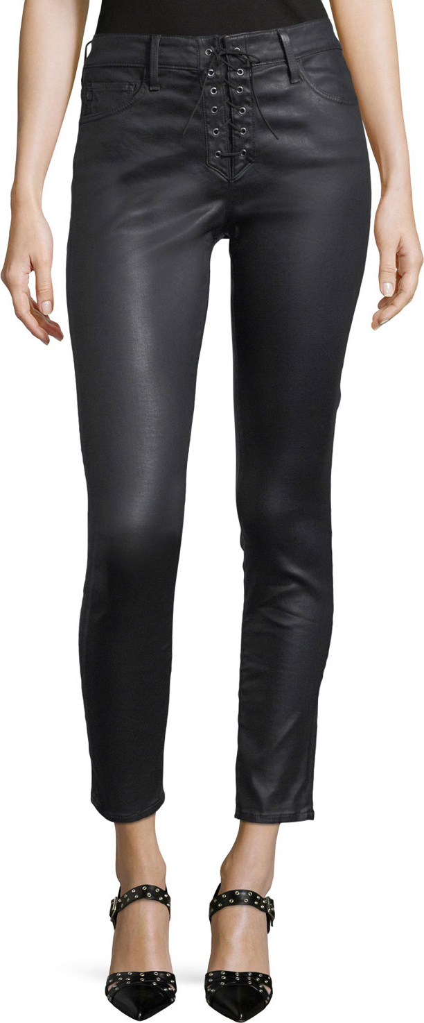 AG Jeans Farrah Lace-Up High-Rise Skinny-Leg Ankle Pants