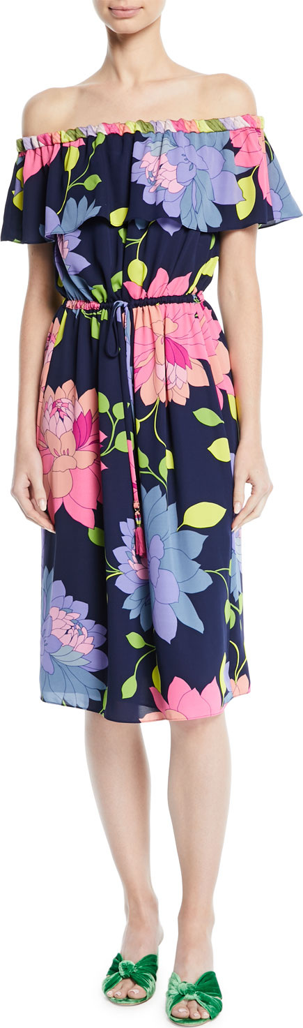 Trina Turk Amelia Off-the-Shoulder Dress in Beach Break Botanical