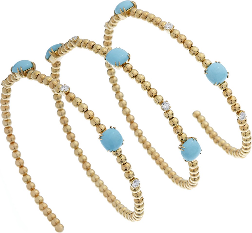 Istanboulli Gioielli Milano Taormina 18k Diamond & Turquoise Coil Bracelet