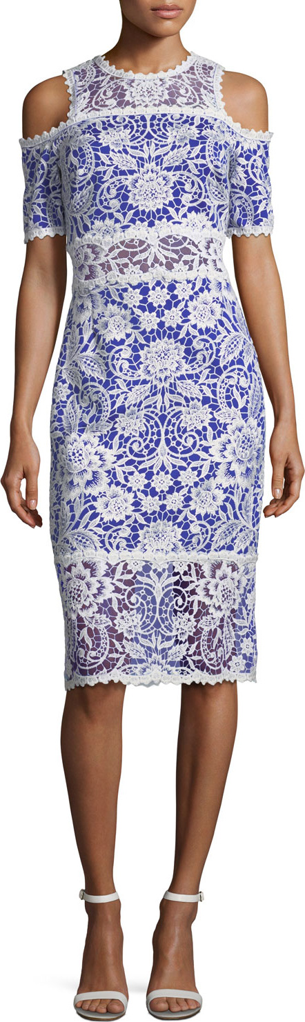 Tadashi Shoji Lace Cold-Shoulder Sheath Cocktail Dress