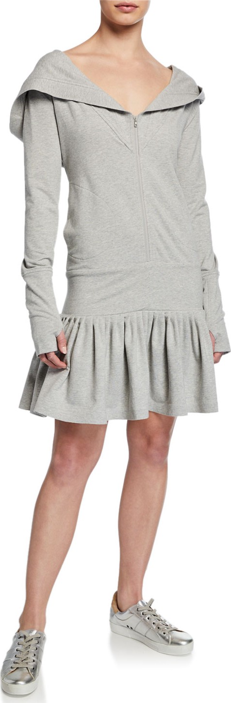 Norma Kamali Rara Zip-Hood Long-Sleeve Hoodie Dress