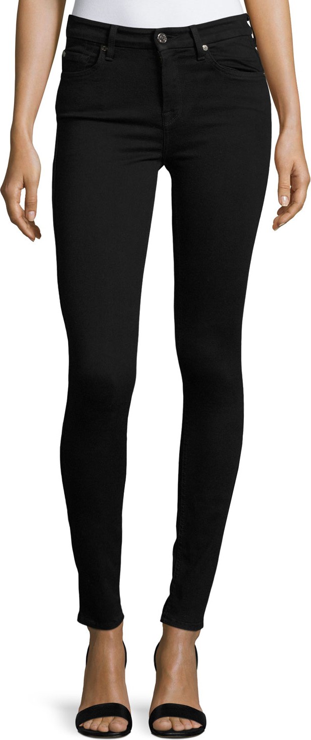 7 For All Mankind High-Waist Skinny Jeans  Slim Illusion Luxe Black