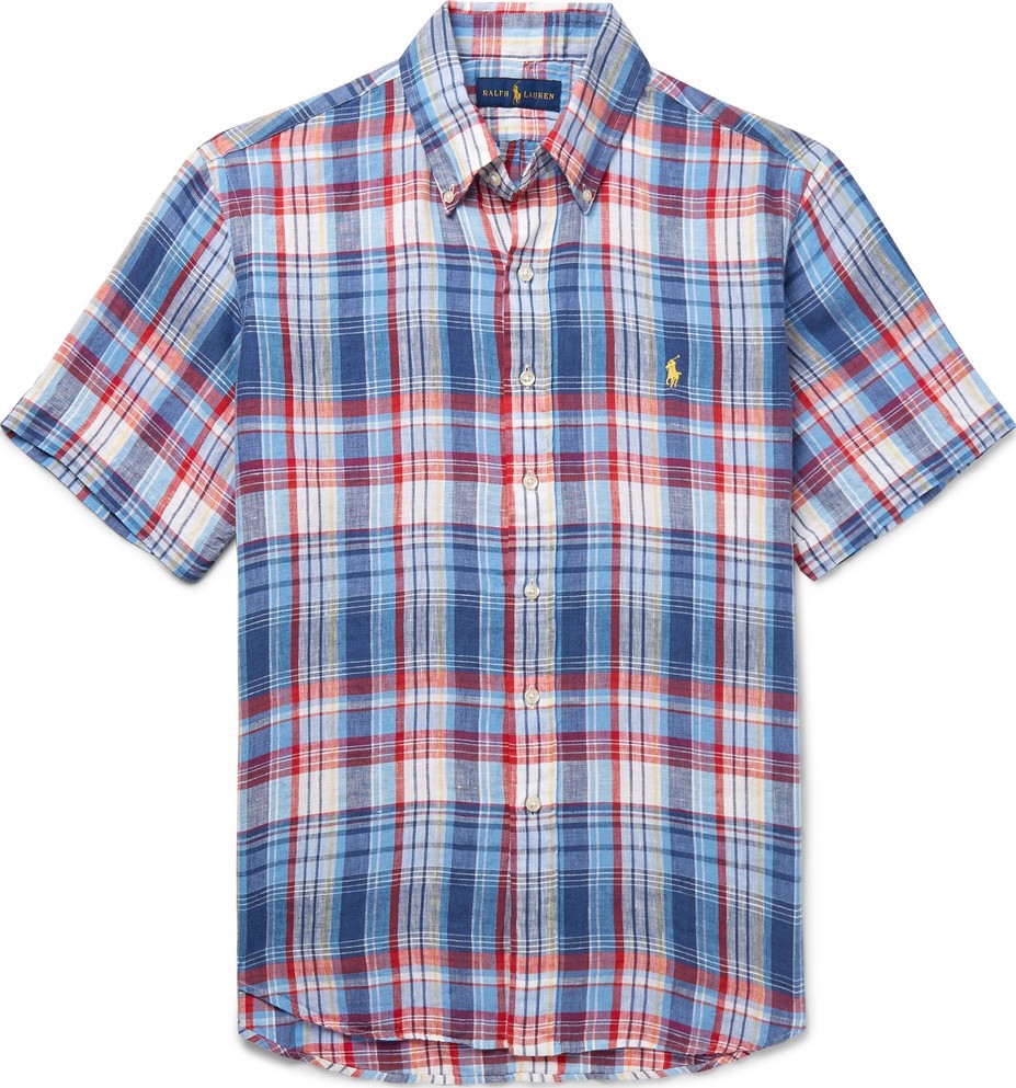 Polo Ralph Lauren Button-Down Collar Checked Linen Shirt