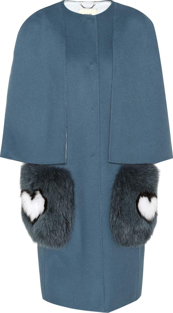 Fendi Fur-trimmed wool coat