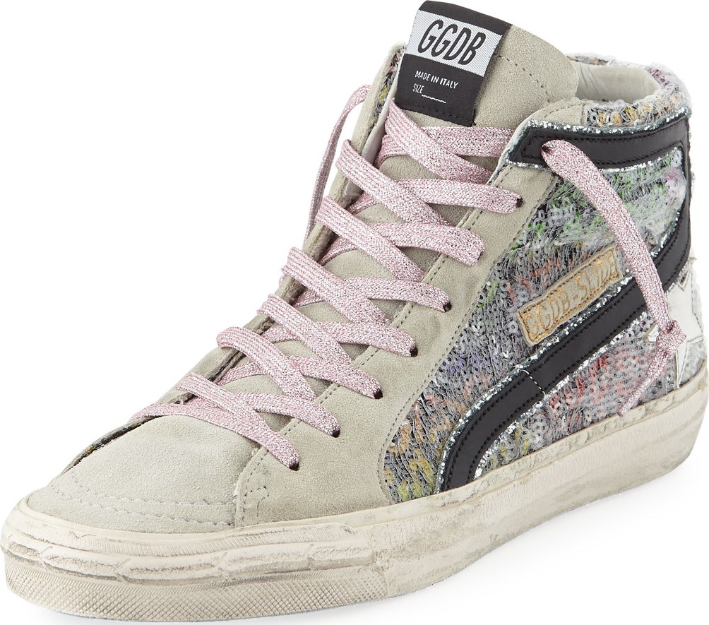 Golden Goose Deluxe Brand Slide High-Top Sequin Suede Sneakers