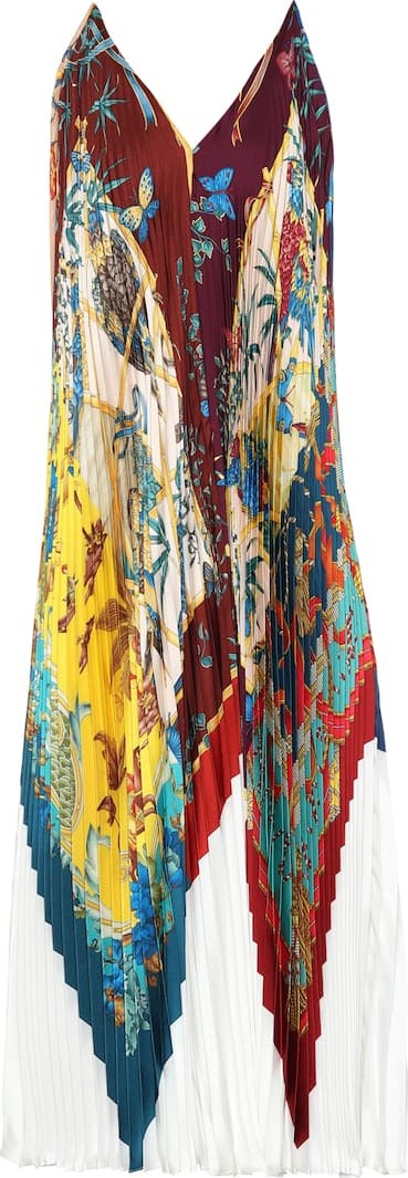Salvatore Ferragamo Printed pleated silk dress