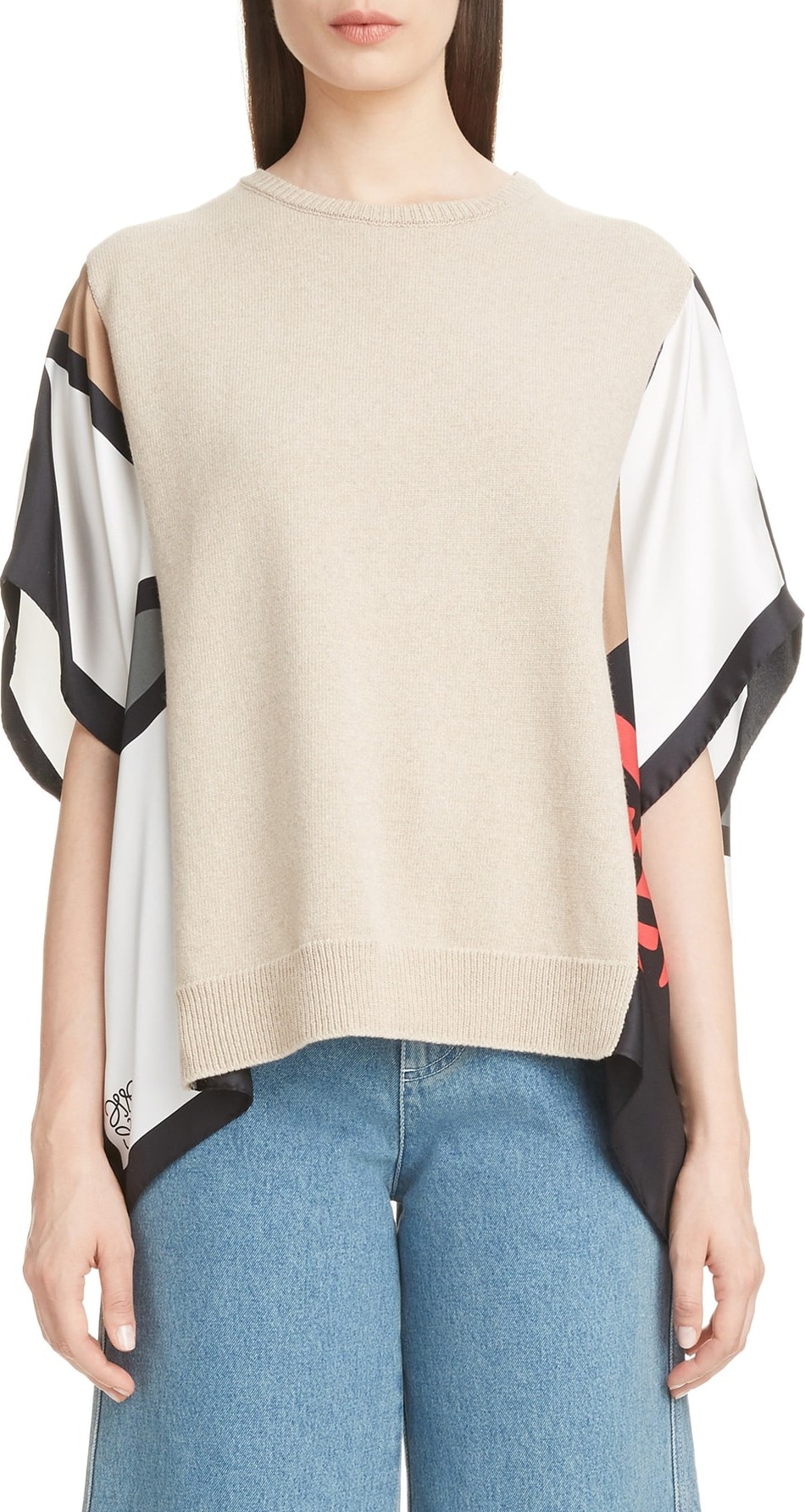 LOEWE Scarf Sleeve Cashmere Blend Sweater