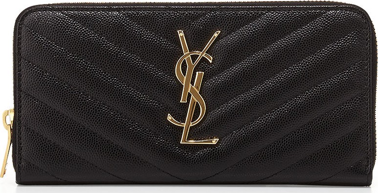 Saint Laurent Monogram YSL Matelasse Zip-Around Wallet