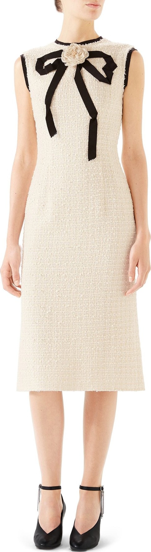 Gucci Bow Tweed Midi Dress