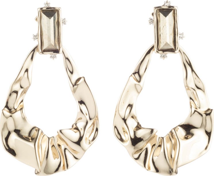 Alexis Bittar Crumpled Gold Dangling Earrings