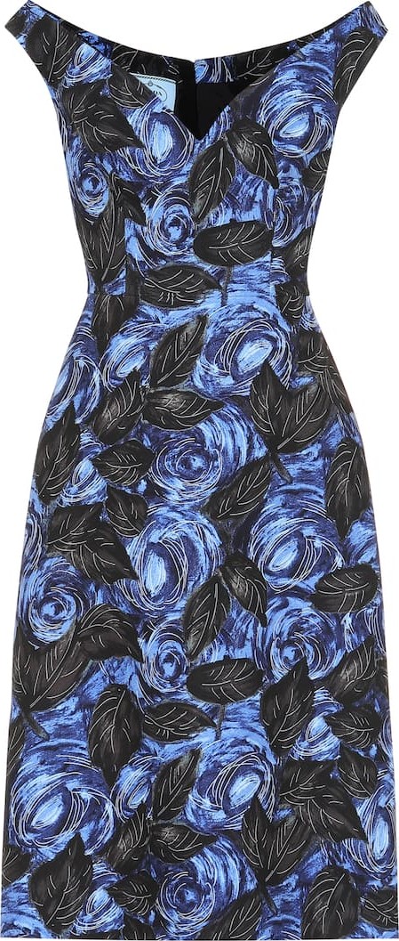 Prada Floral crêpe-cady midi dress