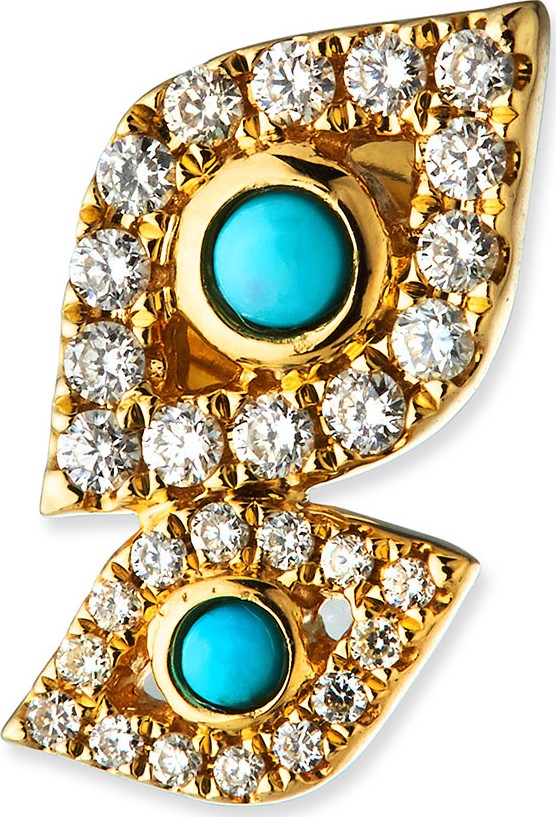 Sydney Evan 14k Gold Double Evil Eye Stud Earring (Single)