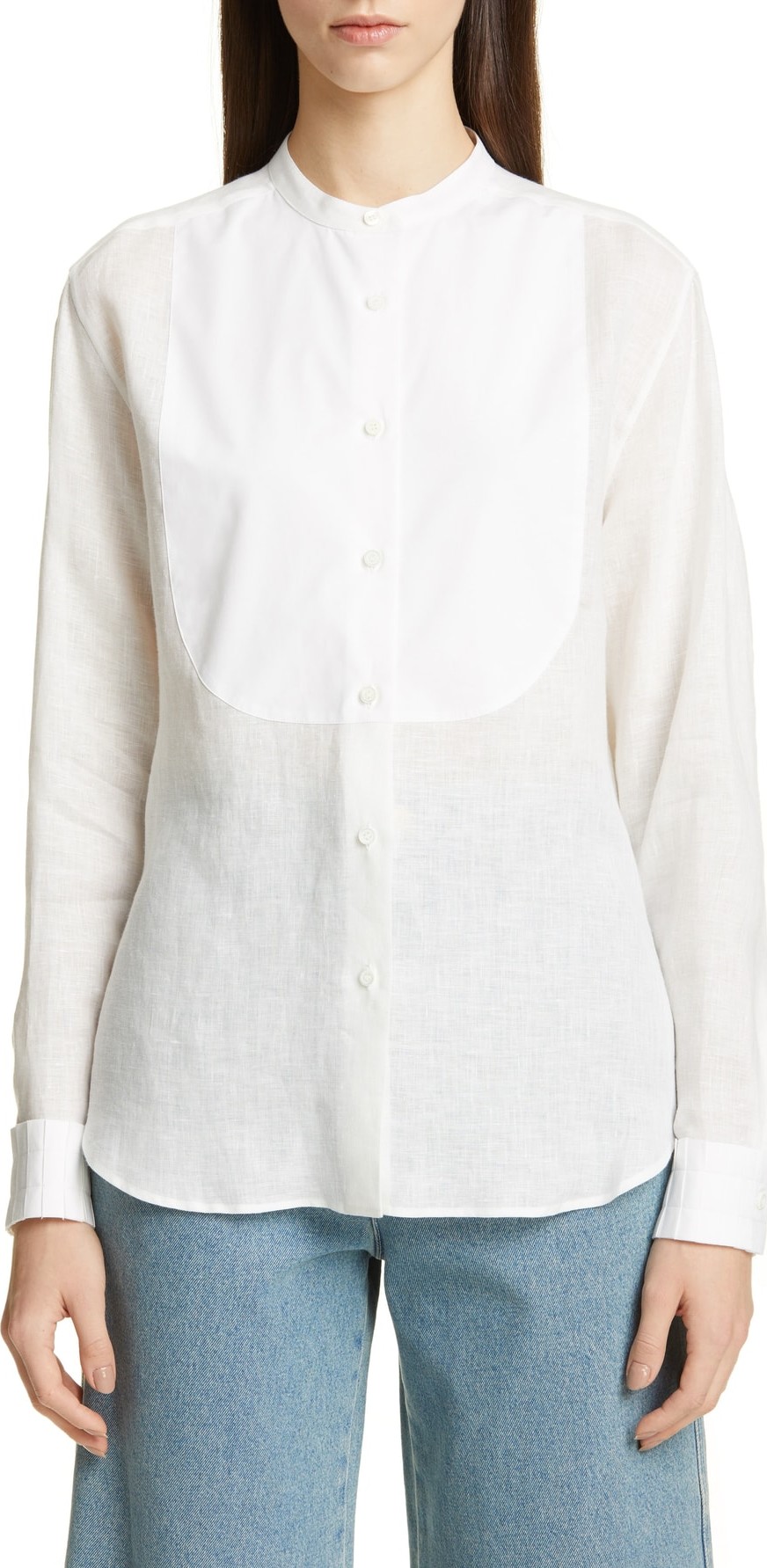LOEWE Contrast Bib Linen Shirt