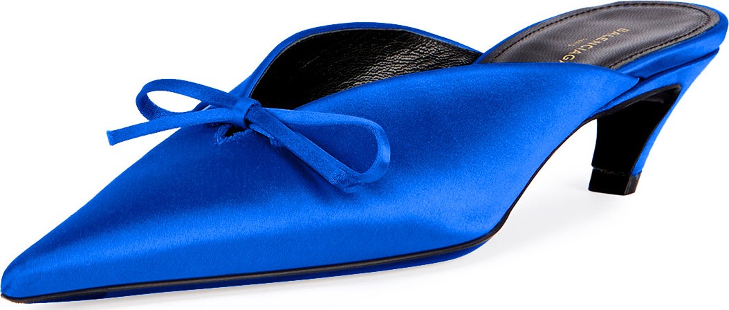 Balenciaga Satin Pointed-Toe Slide Mule