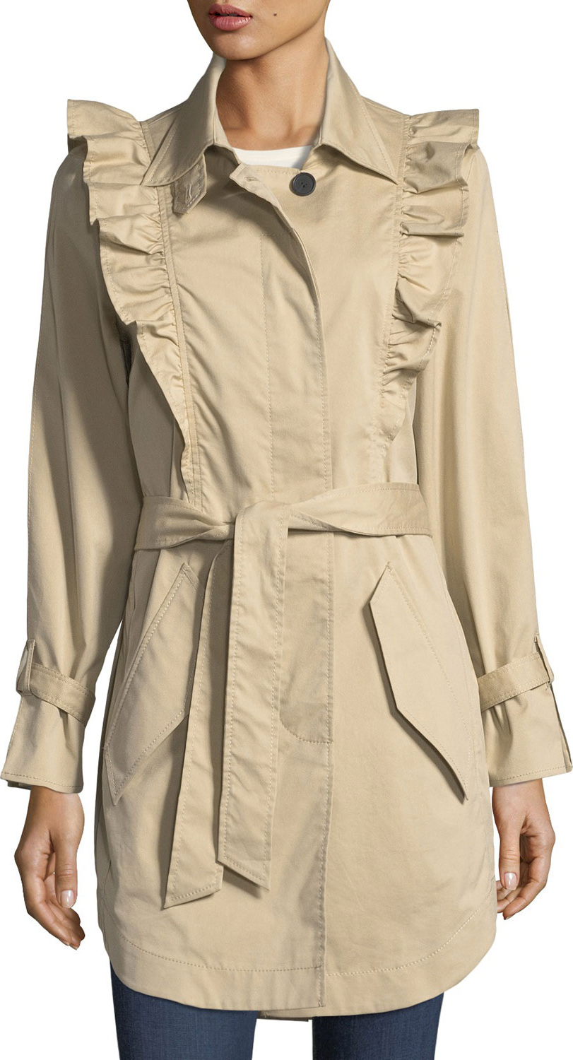 Joie Gila Button-Front Belted Trench Coat Joie Gila Button-Front Belted Trench Coat