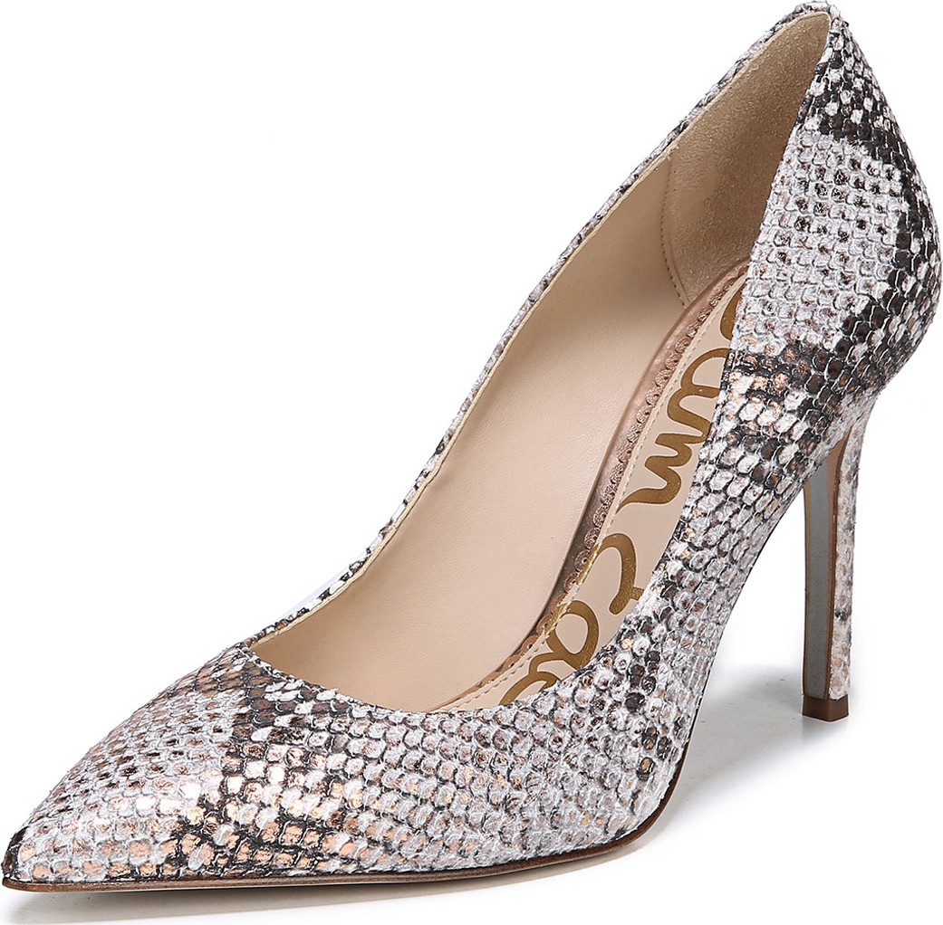 Sam Edelman Hazel Snake-Print Leather Point-Toe Pumps
