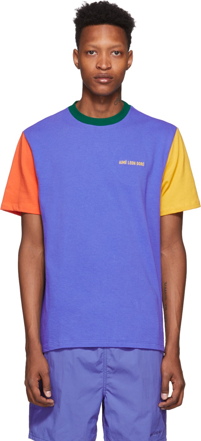 Aimé Leon Dore Blue Colorblock T-Shirt