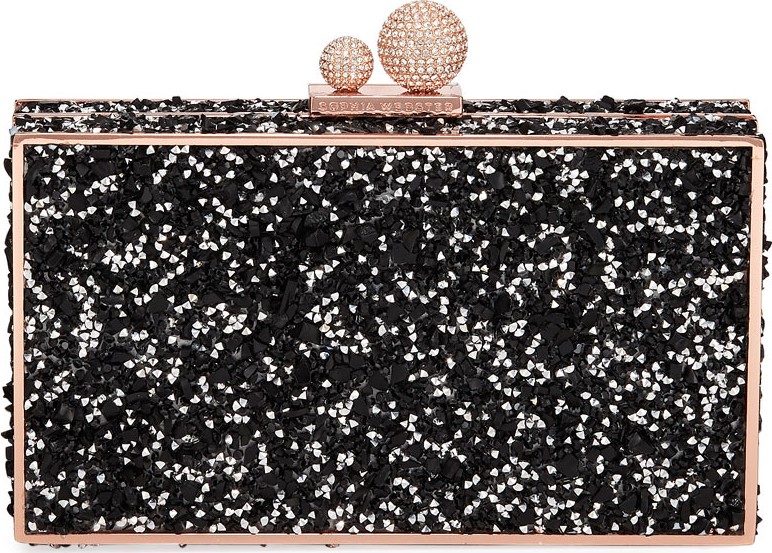 Sophia Webster Clara Crystal Box Clutch Bag, Black
