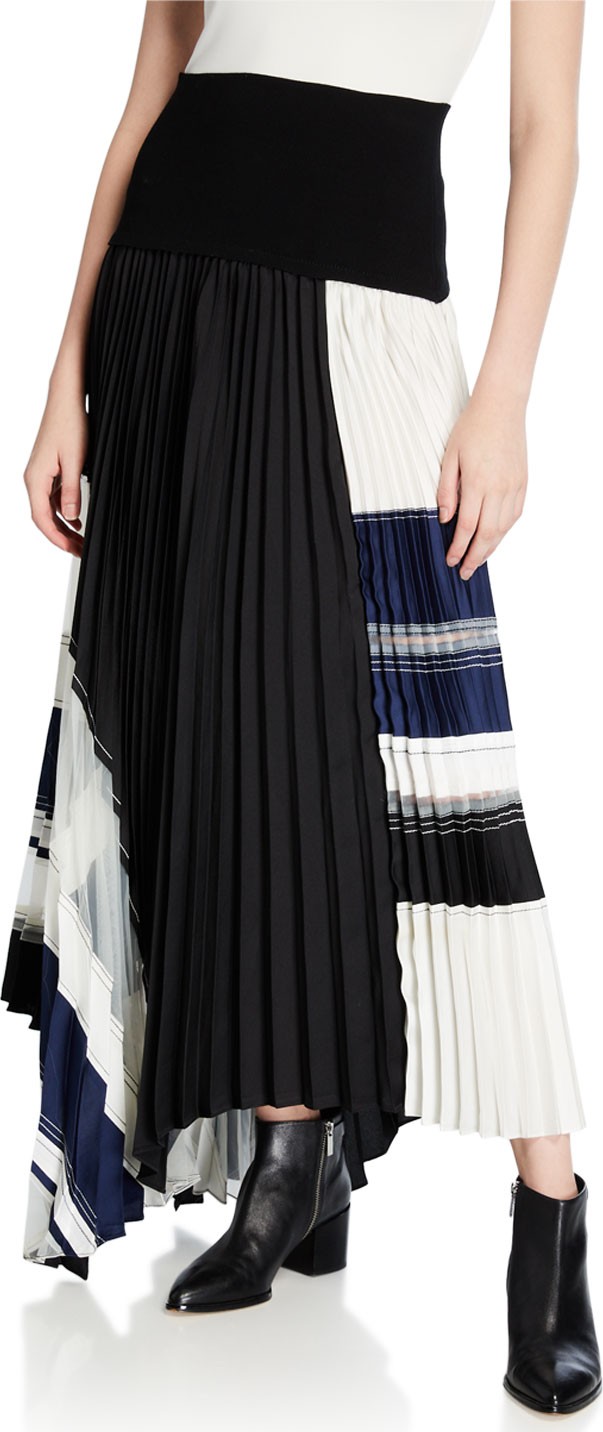 3.1 Phillip Lim Pleated Skirt with Knitted Waistband