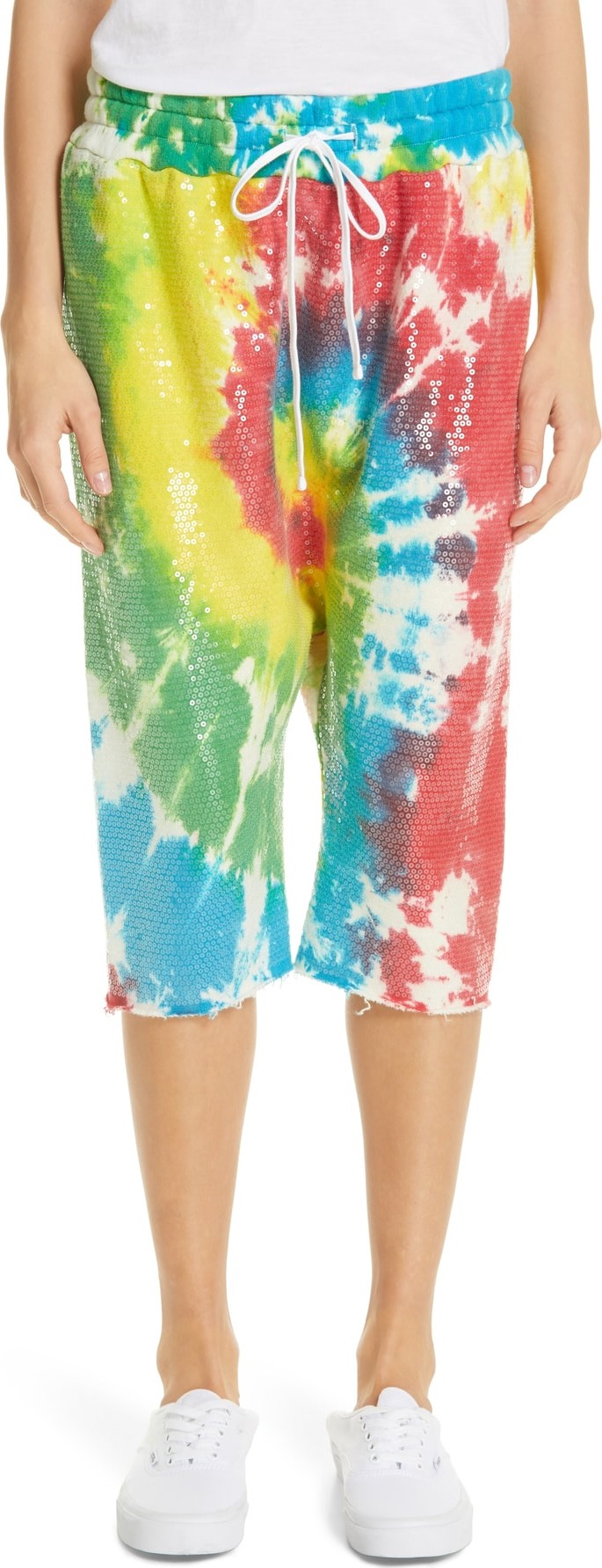 R13 Sequin Tie Dye Bermuda Sweat Shorts