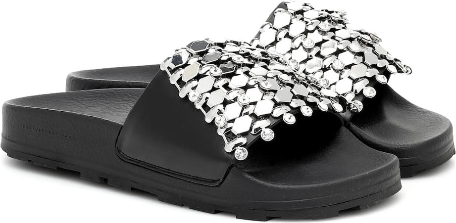 Christopher Kane Embellished leather slides
