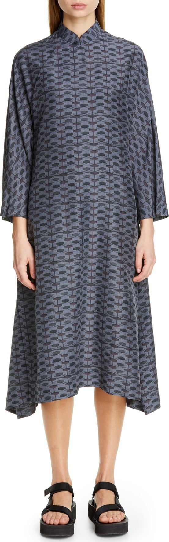 Comme Des Garcons Mandarin Collar Snap Front Dress