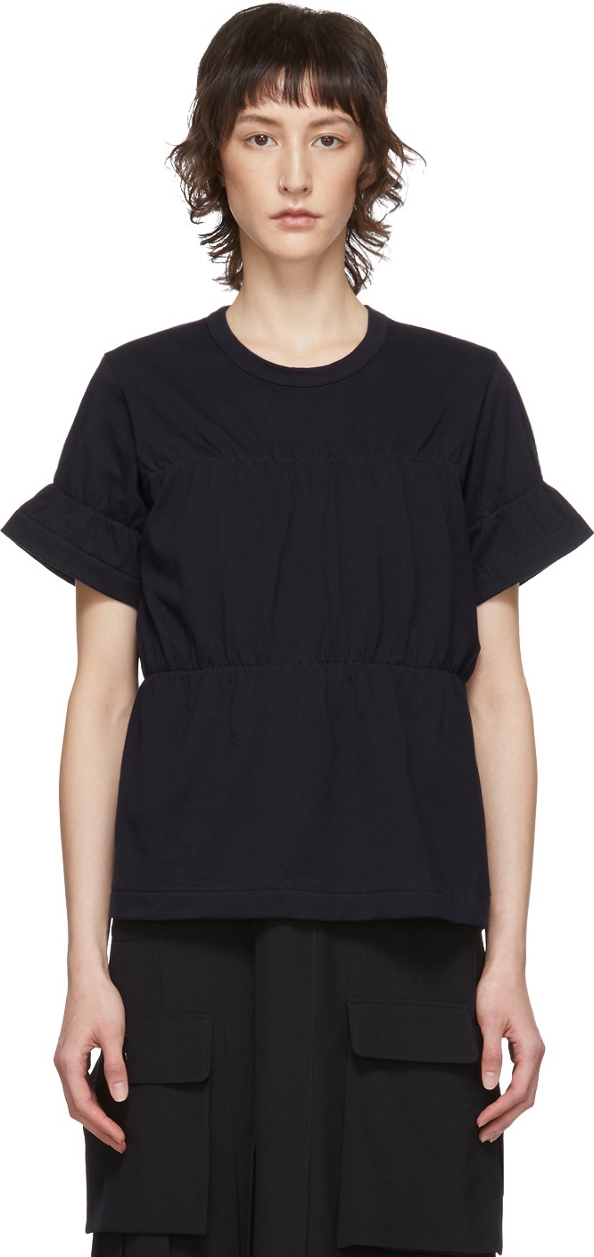 Comme Des Garçons Comme Des Garçons Navy Ruched T-Shirt