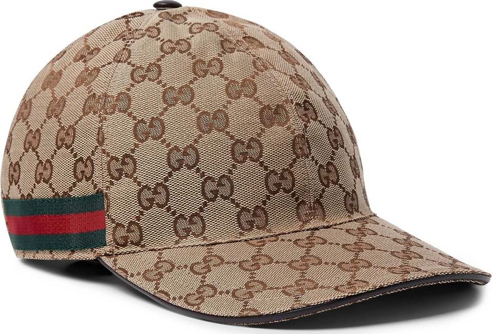Gucci Webbing-Trimmed Monogrammed Canvas Baseball Cap