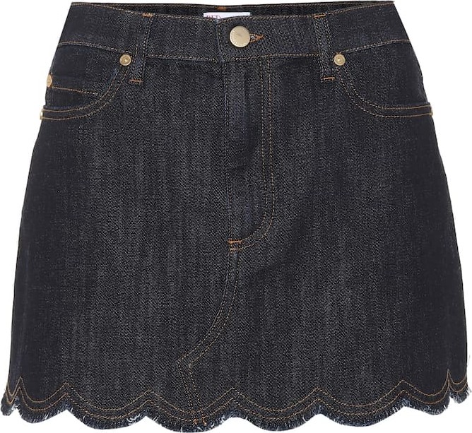 RED Valentino Scalloped denim skirt