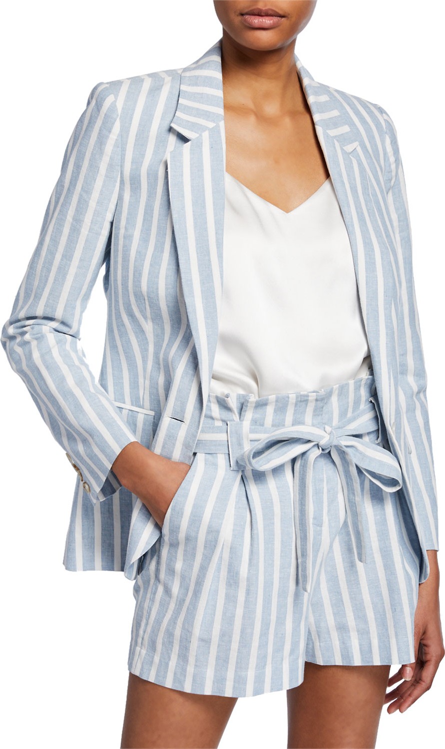 L'AGENCE Scout Striped Linen Blazer