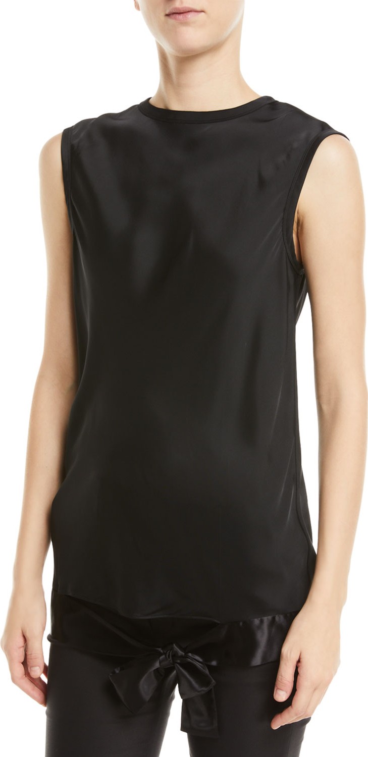 Helmut Lang Draped-Hem Tie-Front Tank