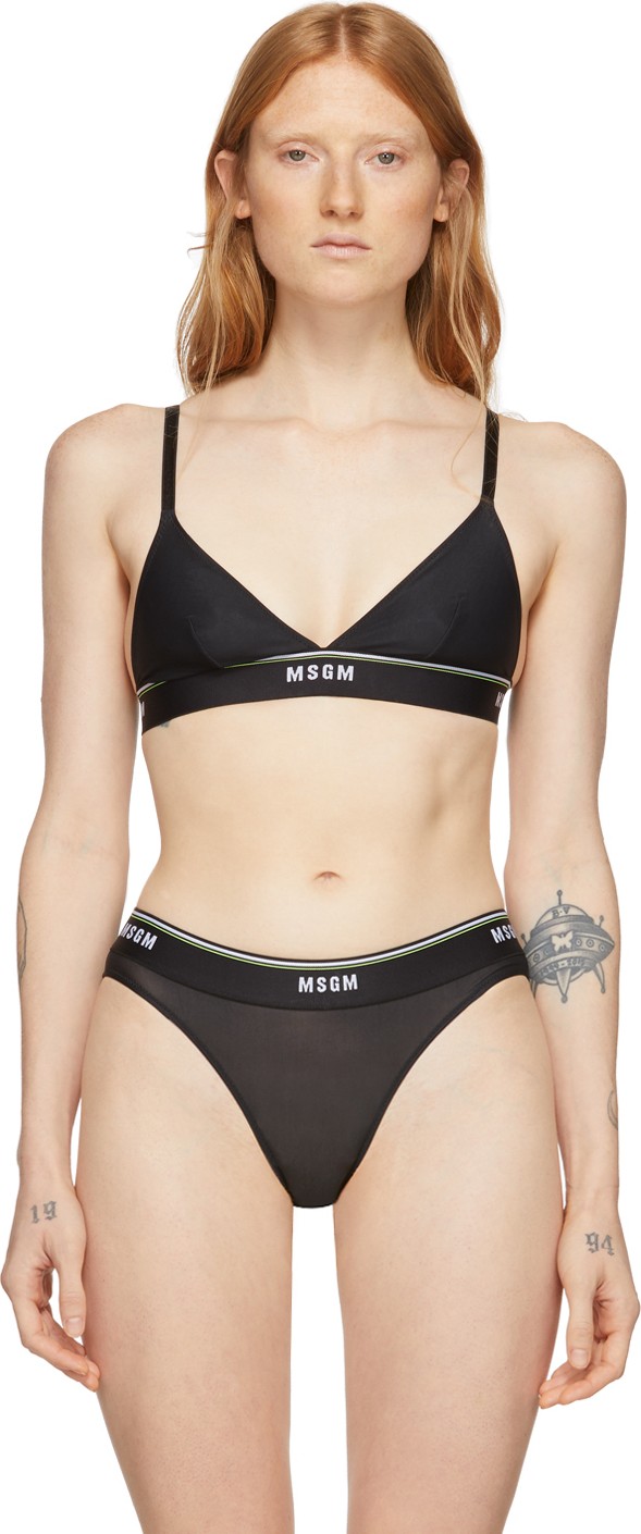 MSGM Black Elastic Band Bralette