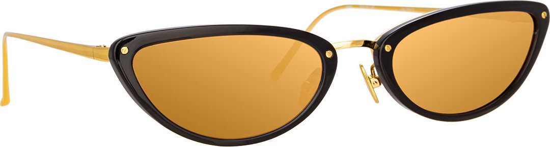 Linda Farrow Slim Two-Tone Cat-Eye Mirrored Sunglasses, Black Pattern