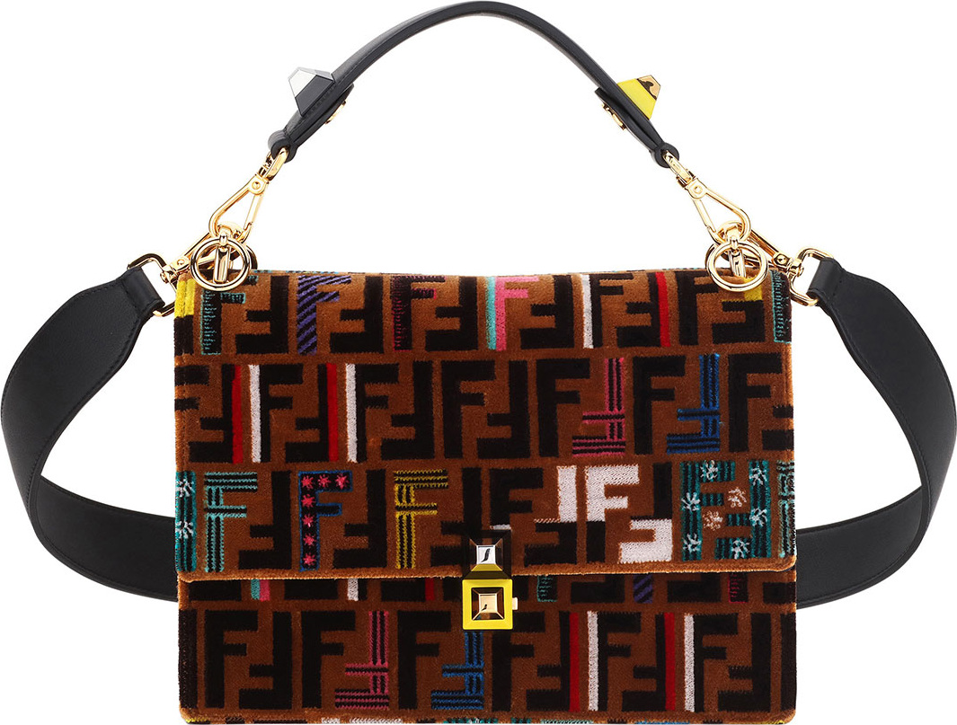 Fendi Kan I Medium Velvet Shoulder Bag