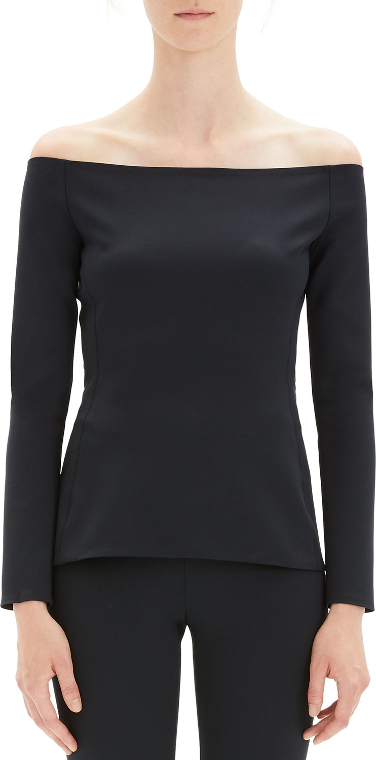 Theory Off-Shoulder Long-Sleeve Fitted Top